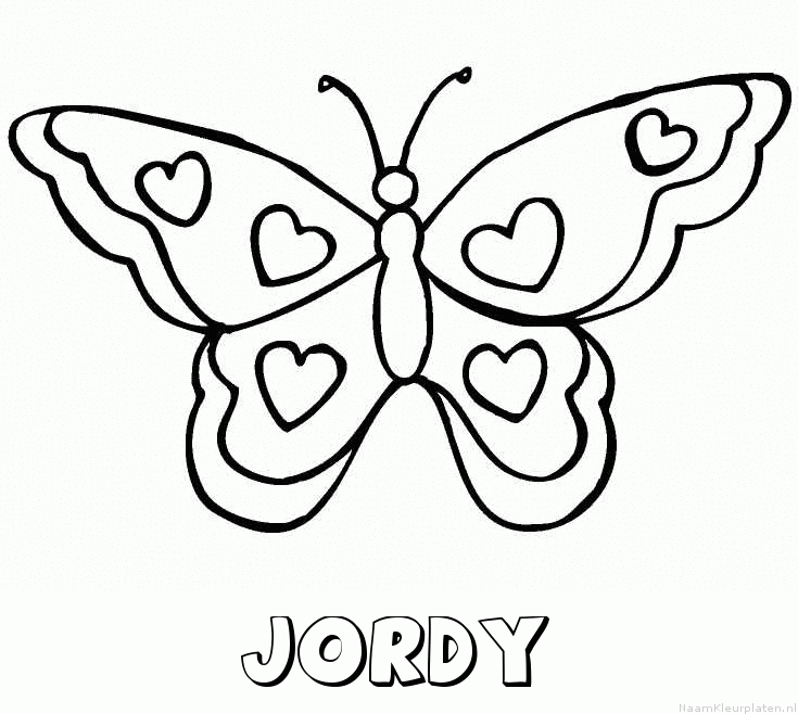 Jordy vlinder hartjes kleurplaat