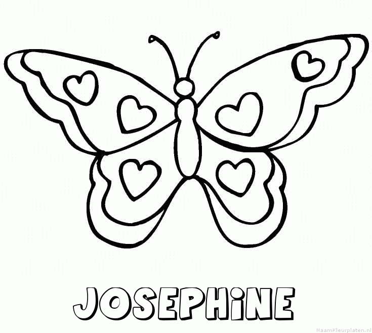 Josephine vlinder hartjes kleurplaat