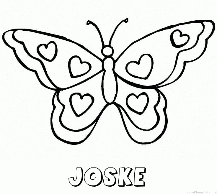 Joske vlinder hartjes kleurplaat