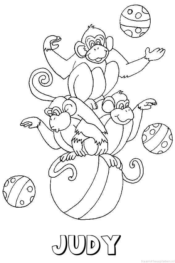 Judy apen circus kleurplaat