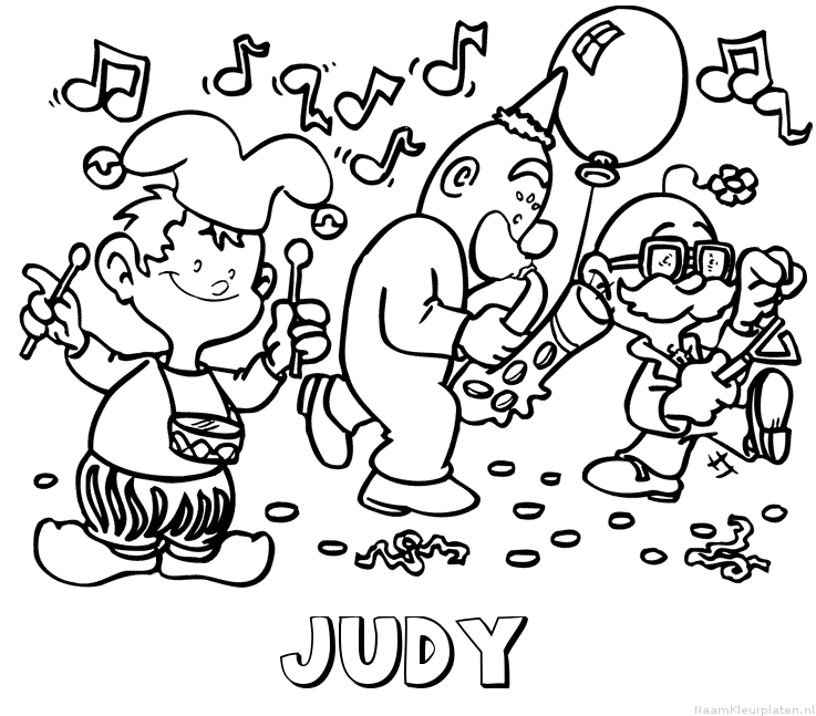 Judy carnaval kleurplaat