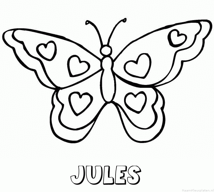 Jules vlinder hartjes kleurplaat