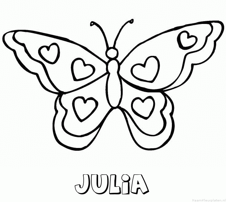Julia vlinder hartjes kleurplaat