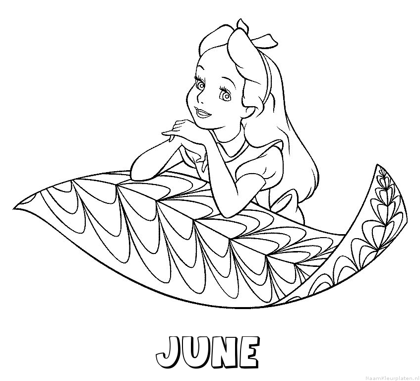 June alice in wonderland kleurplaat