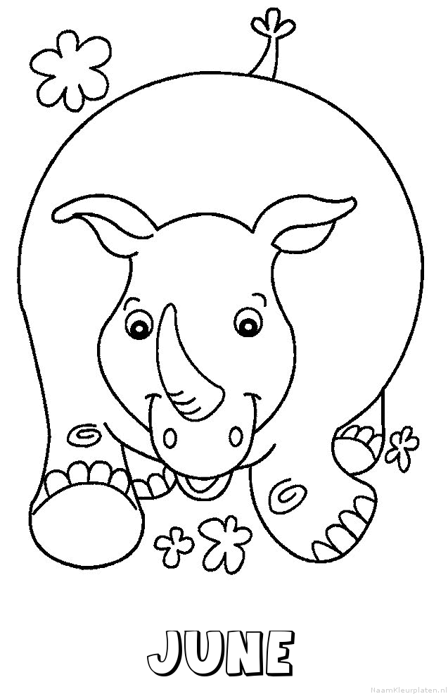June neushoorn kleurplaat