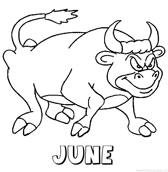 June stier kleurplaat