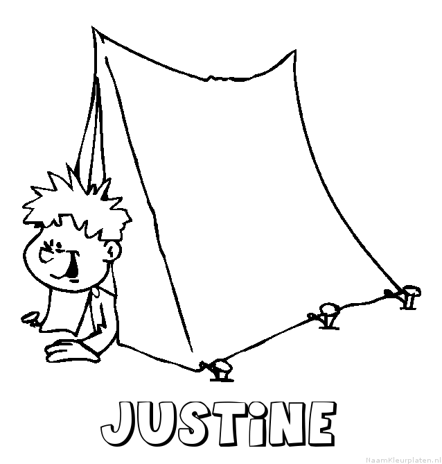 Justine kamperen kleurplaat