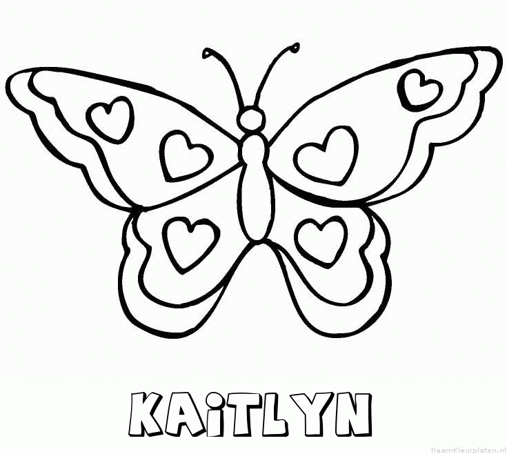 Kaitlyn vlinder hartjes kleurplaat