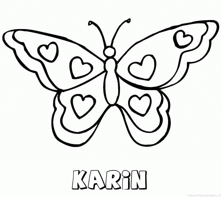Karin vlinder hartjes kleurplaat