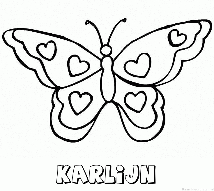 Karlijn vlinder hartjes kleurplaat