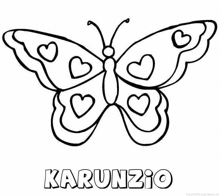 Karunzio vlinder hartjes kleurplaat