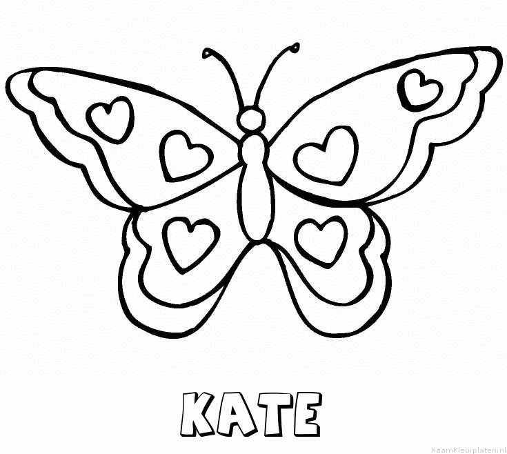 Kate vlinder hartjes kleurplaat
