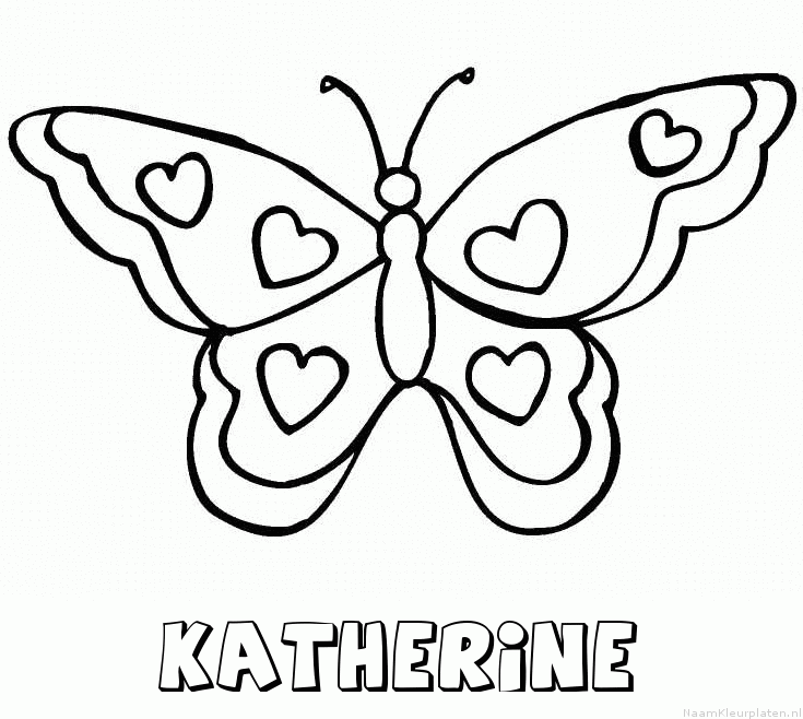 Katherine vlinder hartjes kleurplaat