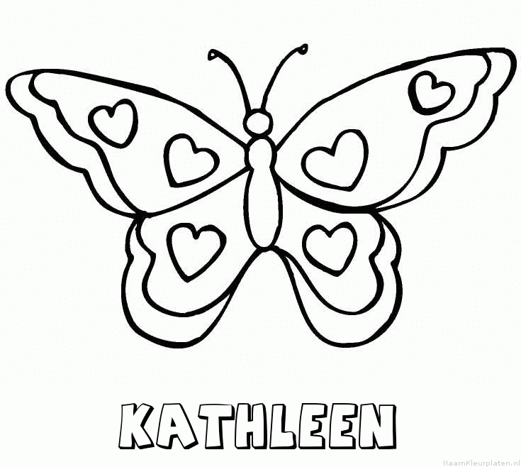 Kathleen vlinder hartjes kleurplaat