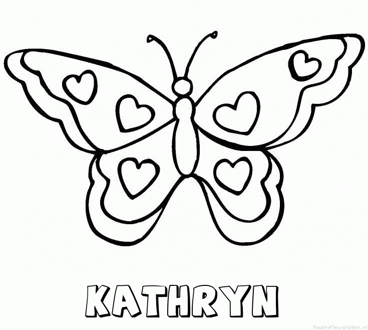 Kathryn vlinder hartjes kleurplaat