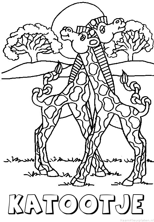 Katootje giraffe koppel kleurplaat