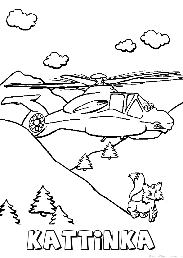 Kattinka helikopter kleurplaat