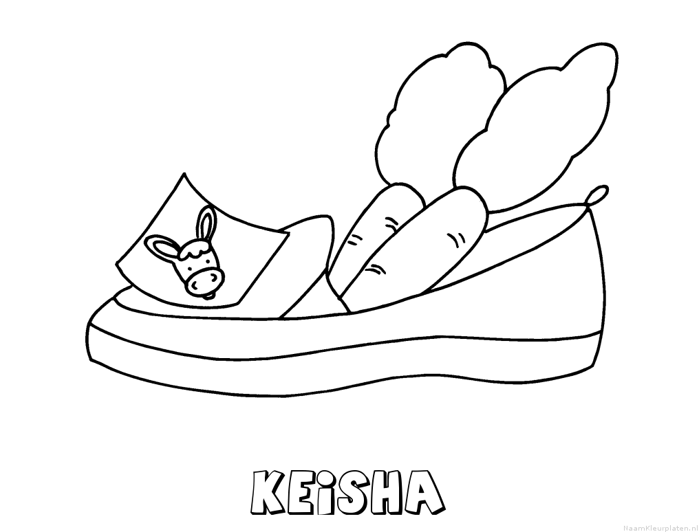 Keisha schoen zetten kleurplaat