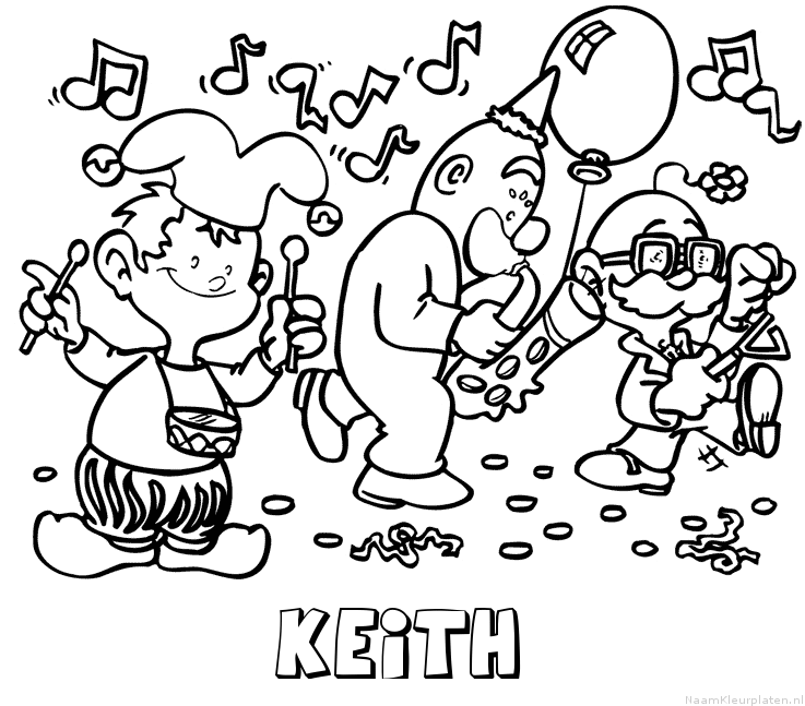 Keith carnaval kleurplaat