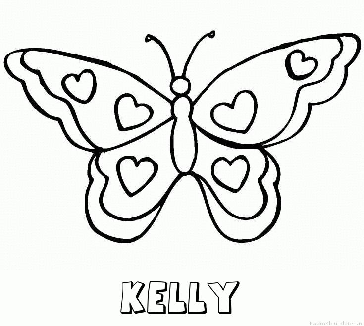 Kelly vlinder hartjes kleurplaat