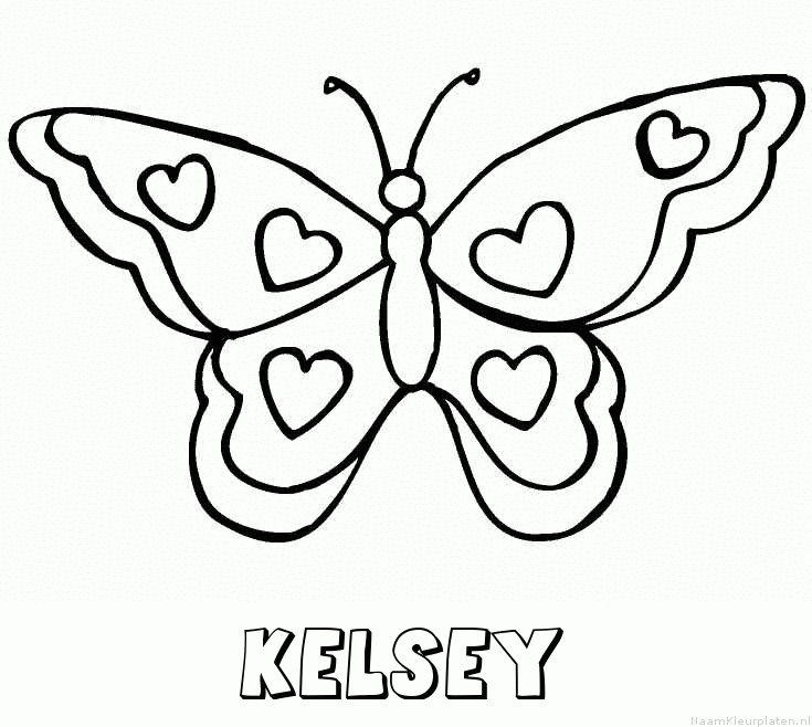 Kelsey vlinder hartjes kleurplaat