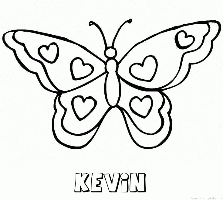 Kevin vlinder hartjes kleurplaat