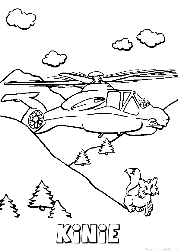 Kinie helikopter kleurplaat