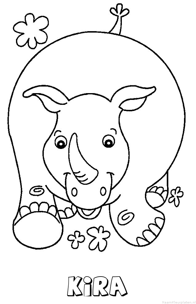 Kira neushoorn kleurplaat