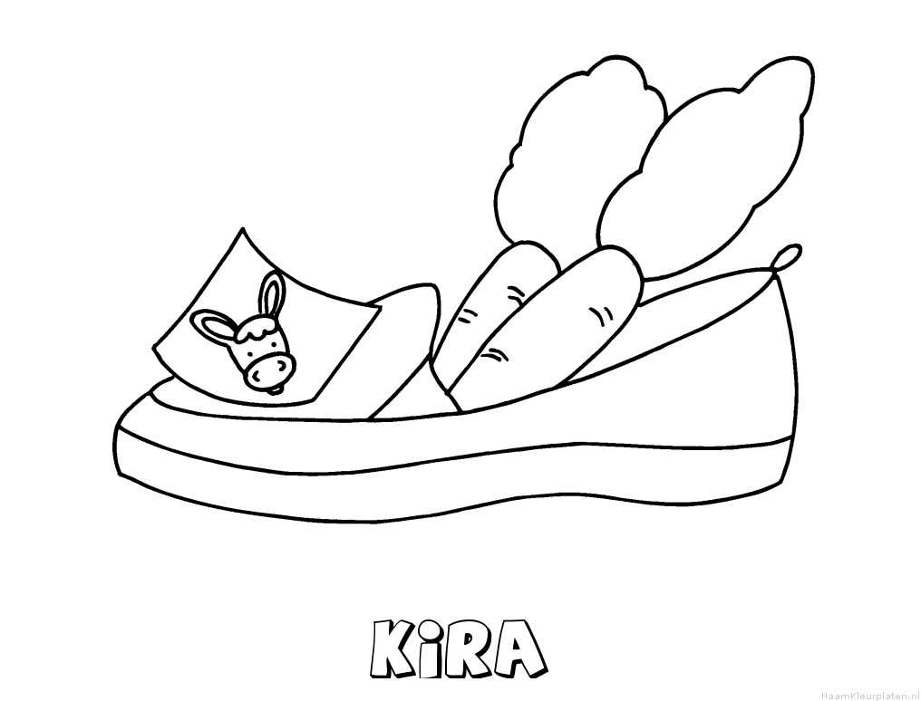 Kira schoen zetten kleurplaat