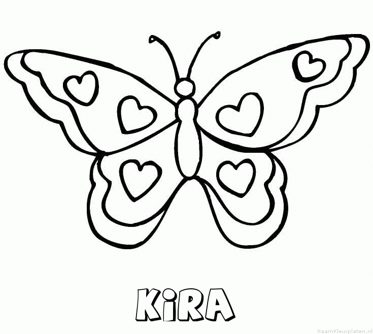 Kira vlinder hartjes kleurplaat