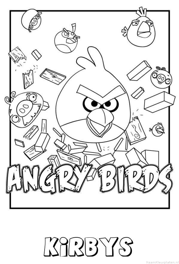 Kirbys angry birds kleurplaat