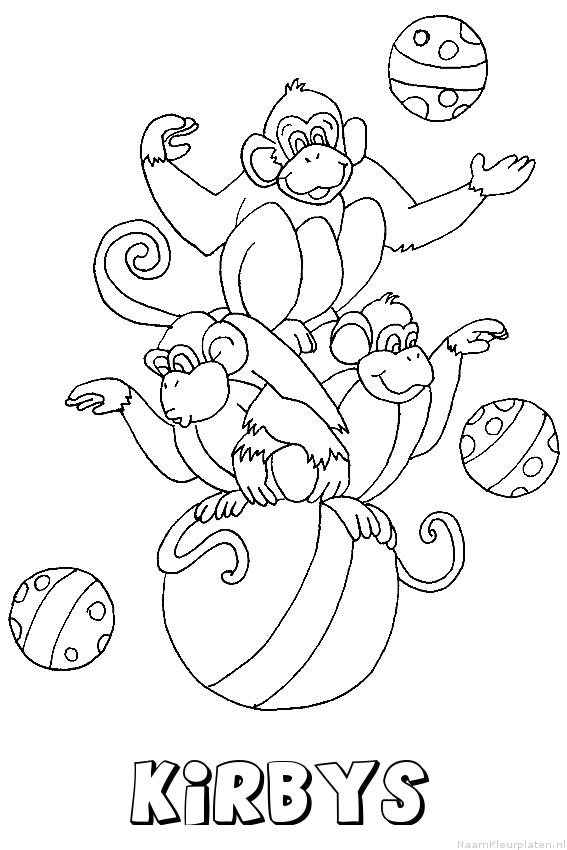 Kirbys apen circus kleurplaat