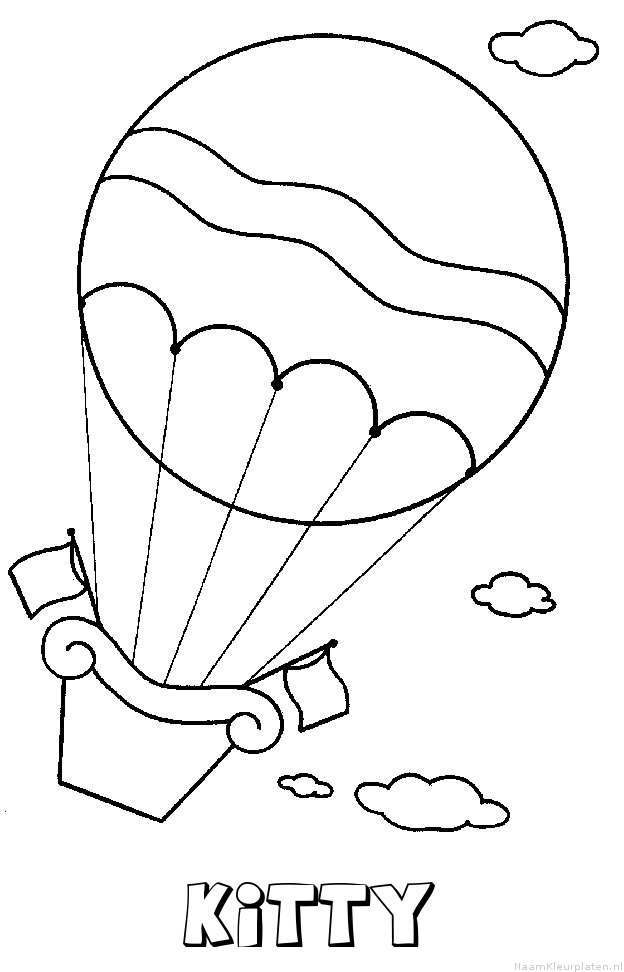 Kitty luchtballon kleurplaat