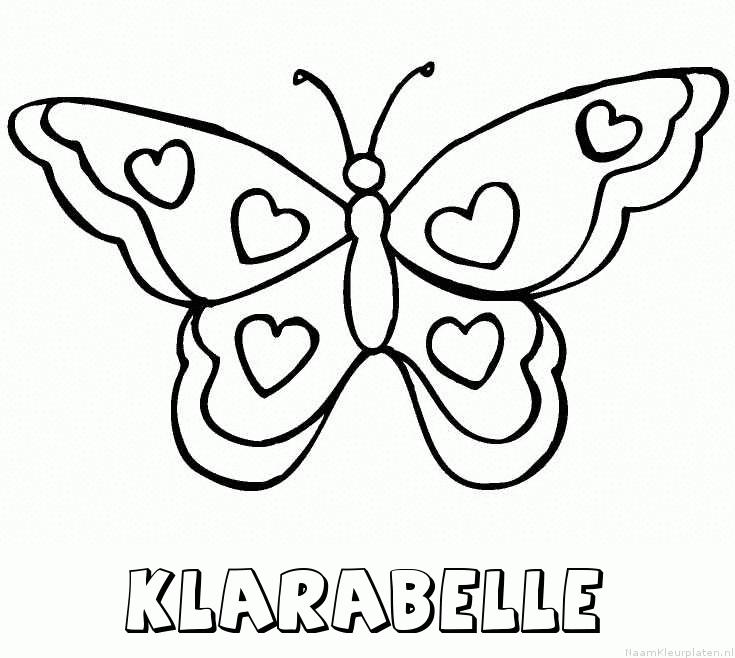 Klarabelle vlinder hartjes kleurplaat
