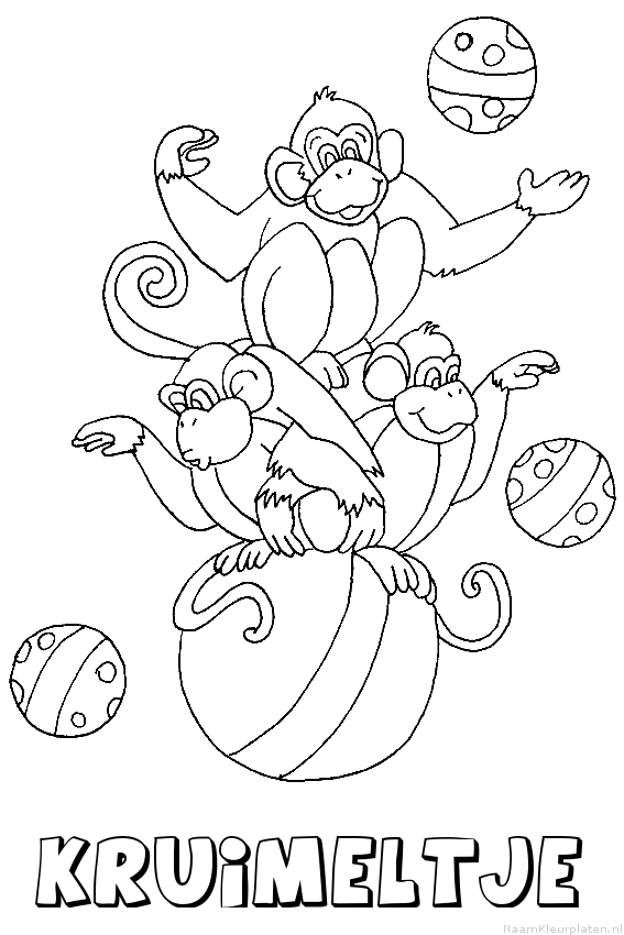 Kruimeltje apen circus kleurplaat