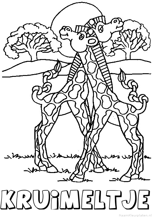 Kruimeltje giraffe koppel kleurplaat