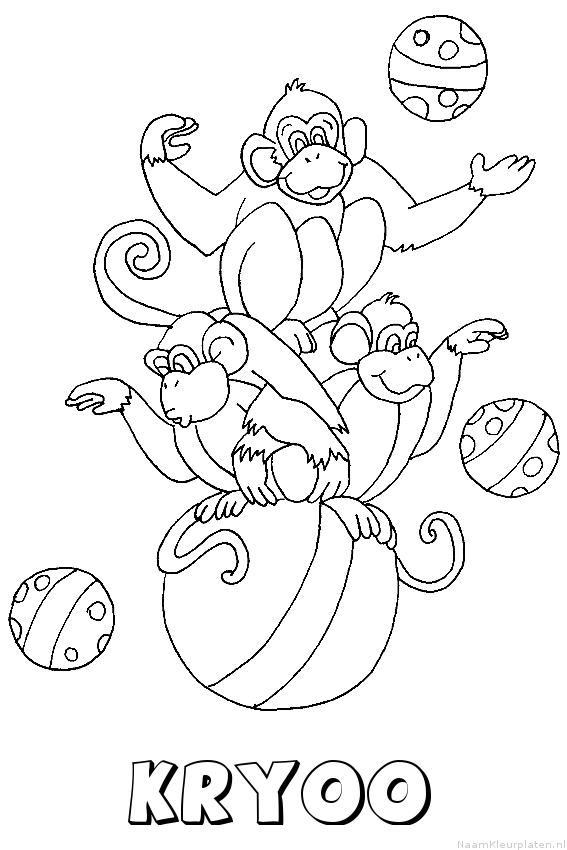 Kryoo apen circus kleurplaat