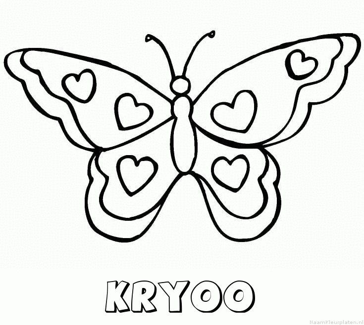 Kryoo vlinder hartjes kleurplaat