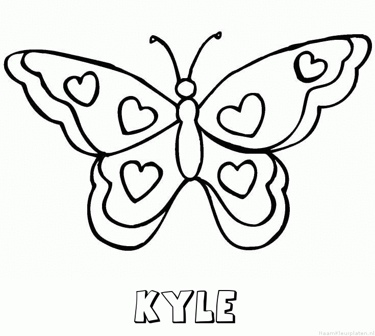 Kyle vlinder hartjes kleurplaat