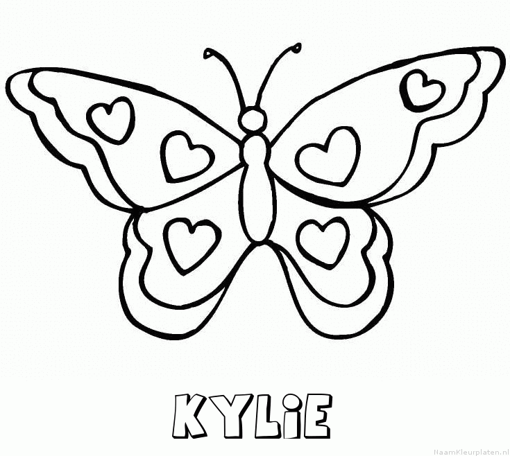 Kylie vlinder hartjes kleurplaat