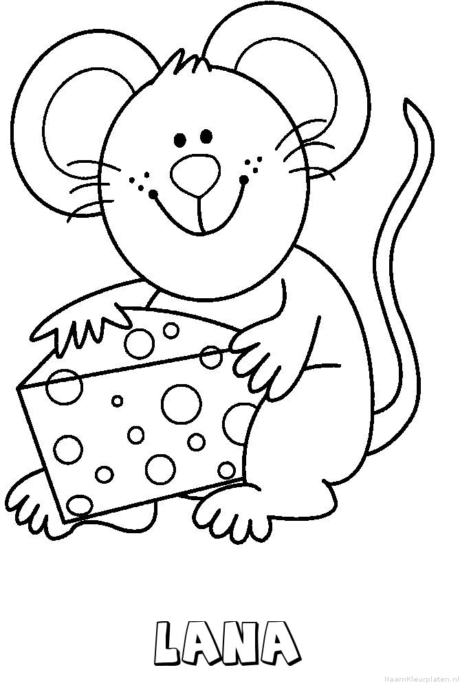 Lana muis kaas kleurplaat