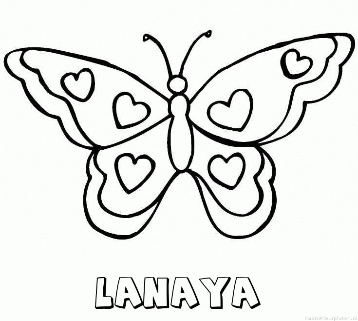 Lanaya vlinder hartjes kleurplaat