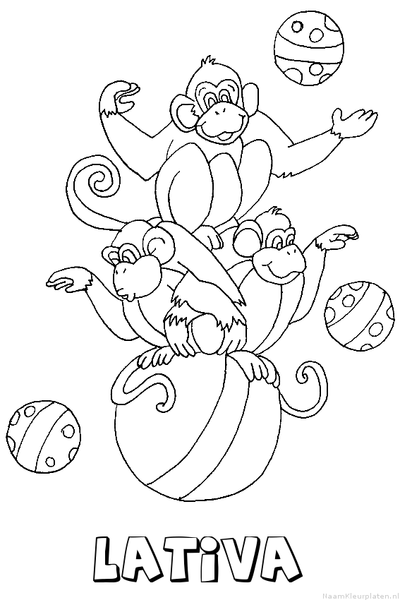 Lativa apen circus kleurplaat