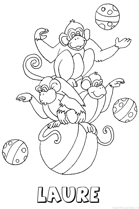 Laure apen circus kleurplaat