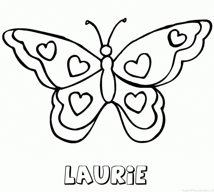 Laurie vlinder hartjes kleurplaat