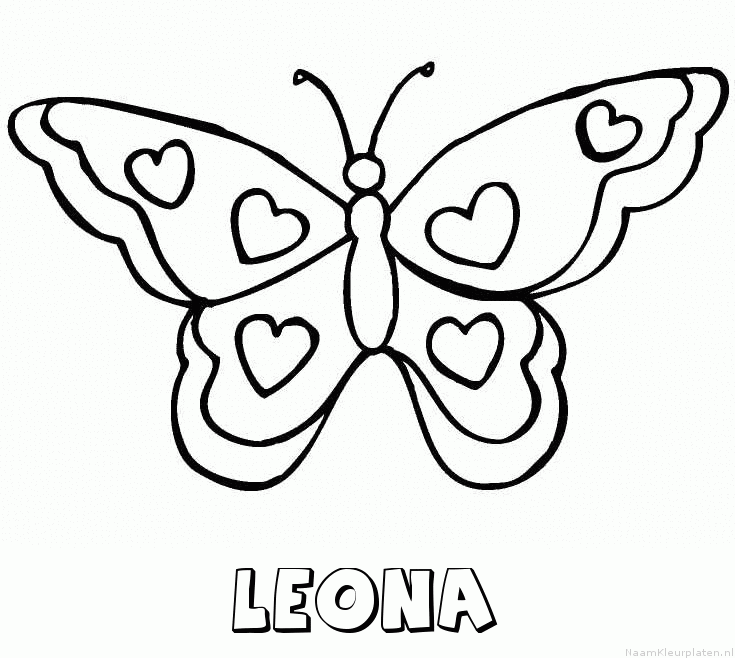 Leona vlinder hartjes kleurplaat