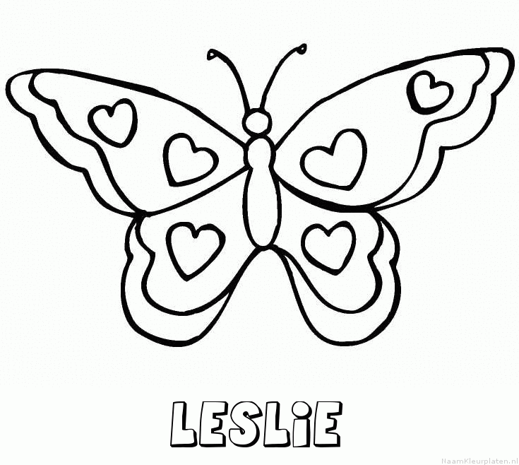 Leslie vlinder hartjes kleurplaat