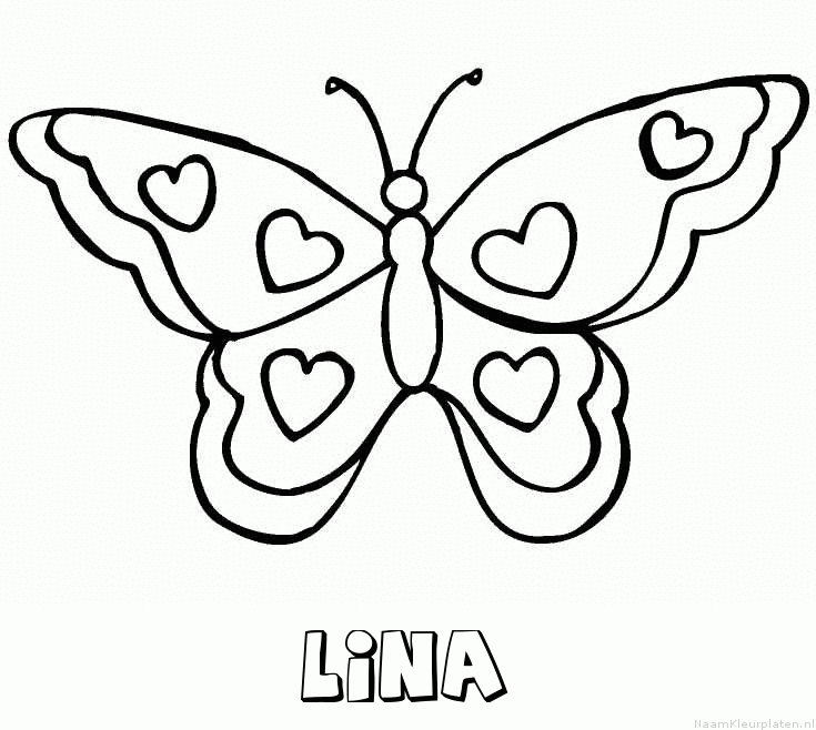 Lina vlinder hartjes kleurplaat