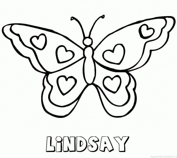 Lindsay vlinder hartjes kleurplaat