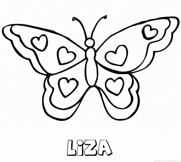 Liza vlinder hartjes kleurplaat